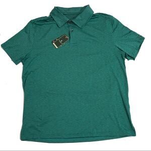 NWT G.H. Bass & Co. Stripe Polo Shirt - Green/Blue Slate - Large